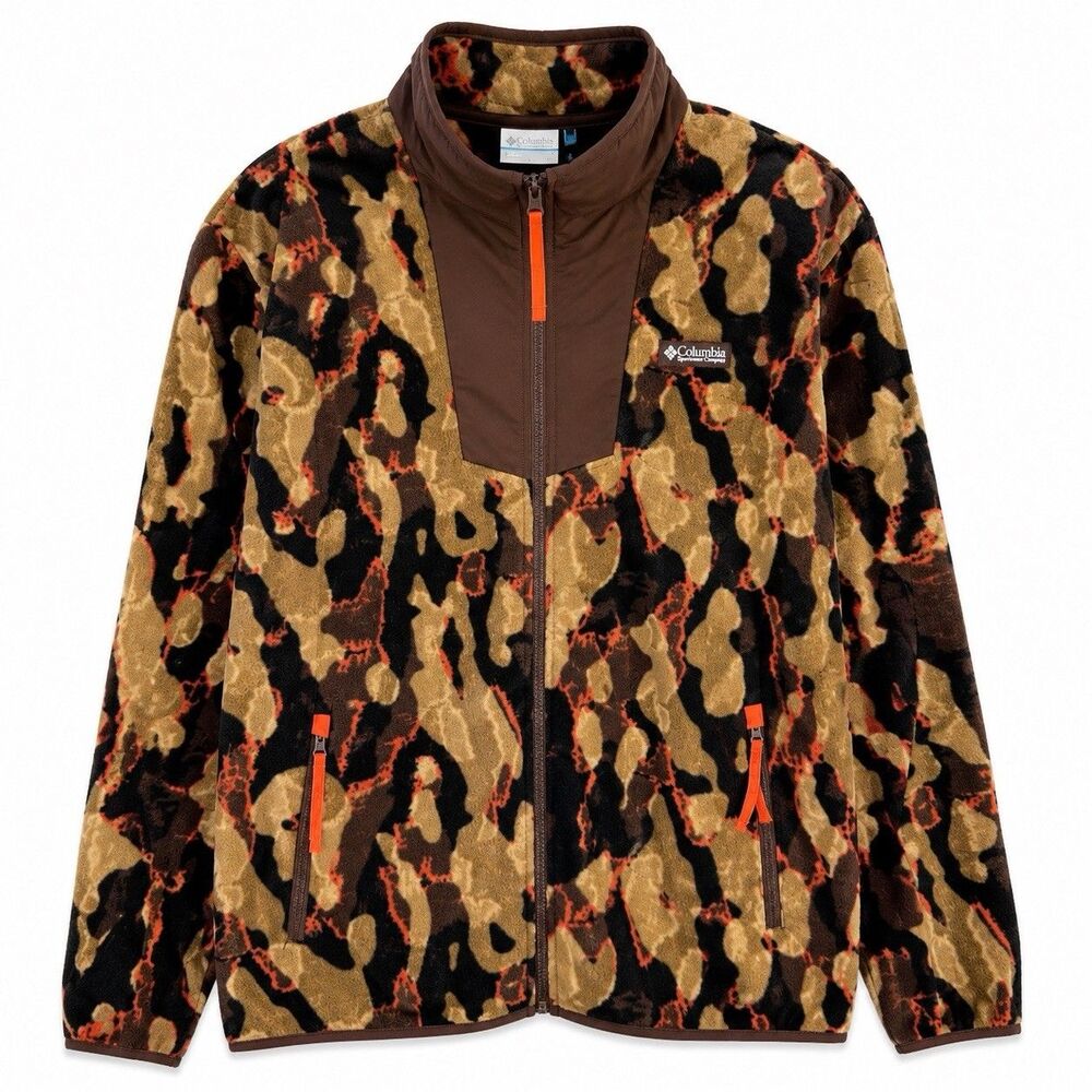 Columbia Mens Large Outdoor Fleece Jacket Mossy Oak Style Hunting Camo Camping